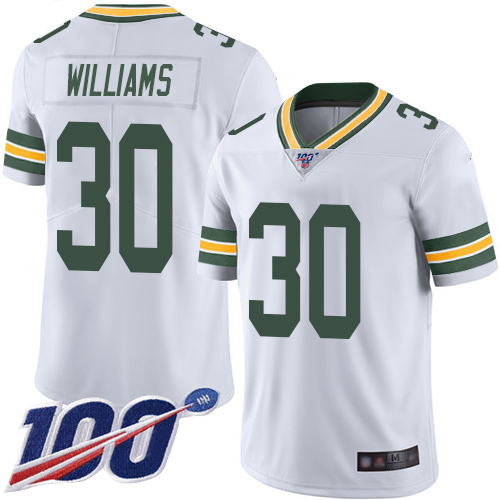 Green Bay Packers Limited White Men #30 Williams Jamaal Road Jersey Nike NFL 100th Season Vapor Untouchable